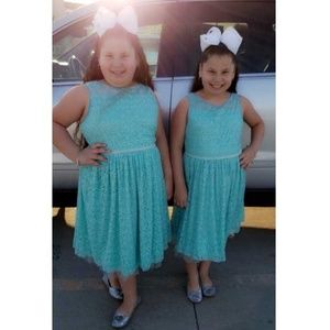 Turquoise Lace Dress w/ Pearl Belt